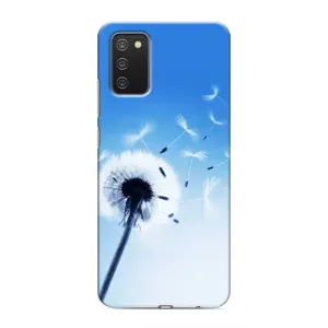 Силиконовый Чехол с одуванчиками на Samsung Galaxy A02s (Одуванчик на голубом)