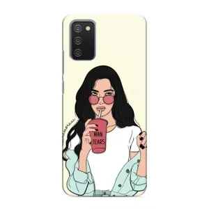 Силиконовый Чехол на Samsung Galaxy A02s с картинкой Стильных Девушек (С напитком)