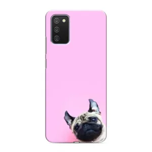Бампер для Samsung Galaxy A02s з картинкою "Песики" (Собака на рожевому)