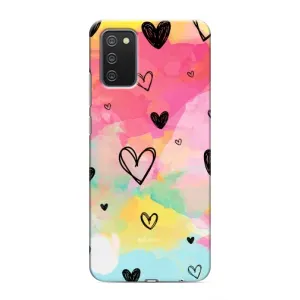 Чехлы с тематикой "Маленькие Сердечки" на Samsung Galaxy A02s (Яркие сердечки)