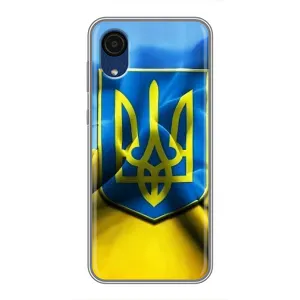 Чехол с картинкой (Патриотический ГЕРБ) на Samsung Galaxy A03 Core (Герб и Флаг Украины)