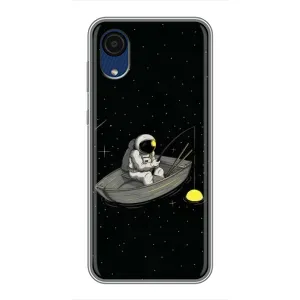 Силиконовый Чехол с принтом "Космонавты" на Samsung Galaxy A03 Core (Космонавт на рыбалке)