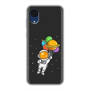 Силиконовый Чехол с принтом "Космонавты" на Samsung Galaxy A03 Core (Космонавт с шариками)