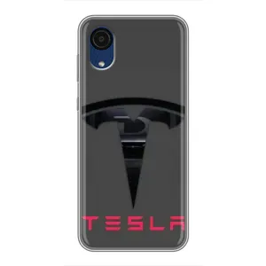 Силіконовий бампер з картинкою машини на Samsung Galaxy A03 Core (Logo TESLA)