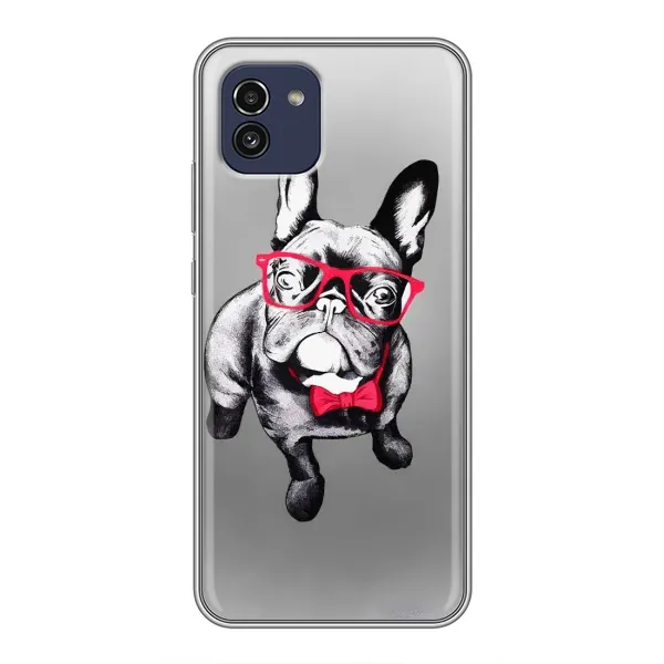 Чехол с рисунком «Бульдог в очках» для Samsung Galaxy A03 (A035)