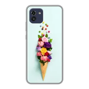 Чехлы с тематикой "ЦВЕТЫ" на Samsung Galaxy A03 (A035) (Цветок-мороженное)
