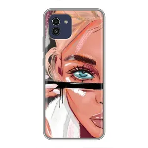 Силіконовый Чохол на Samsung Galaxy A03 (A035) з картинкой Модных девушек (Дівчина та вії)