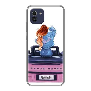 Силіконовый Чохол на Samsung Galaxy A03 (A035) з картинкой Модных девушек (Дівчина на машині)