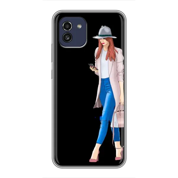 Чехол с рисунком «Девушка со смартфоном» для Samsung Galaxy A03 (A035) Чехол с рисунком «Девушка со смартфоном» для Samsung Galaxy A03 (A035)