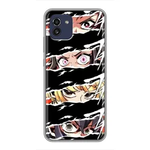 Силіконові чохлі з очіма Anime для Самсунг А03 (Очі на чорному)