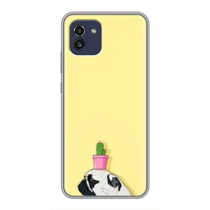 Бампер для Samsung Galaxy A03 (A035) с картинкой "Песики" (Кактус на голове)