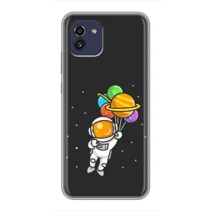 Силіконовый Чохол з принтом "Космонавти" на Samsung Galaxy A03 (A035) (Космонавт з кульками)