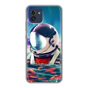 Силіконовый Чохол з принтом "Космонавти" на Samsung Galaxy A03 (A035) (Космонавт у воді)