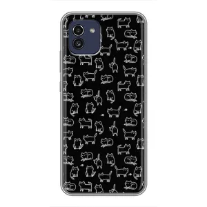 Чехол на тематику: Коты для Samsung Galaxy A03 (A035) (Котики на черном)