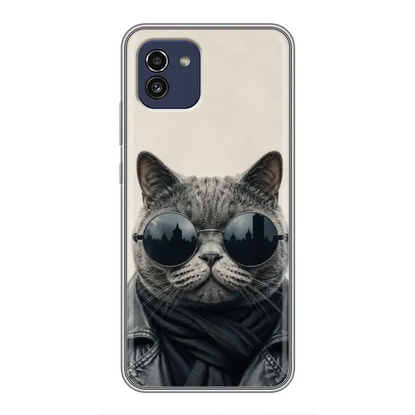 Чехол с рисунком «Модный кот» для Samsung Galaxy A03 (A035) Чехол с рисунком «Модный кот» для Samsung Galaxy A03 (A035)