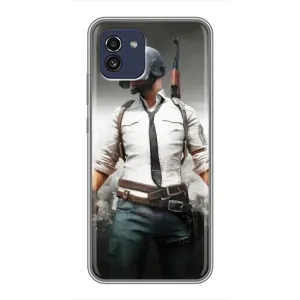 Силиконовый чехол с картинкой "Герой Pubg" на Samsung Galaxy A03 (A035) (Пабг)