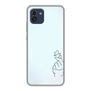 Чехлы (Знак сердечка) на Samsung Galaxy A03 (A035) (Сердце на голубом)