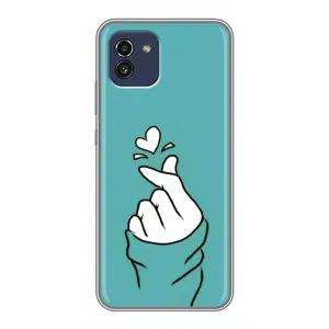 Чехлы (Знак сердечка) на Samsung Galaxy A03 (A035) (Сердечко на бирюзовом)