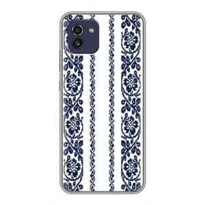 Силіконовый Чохол на Samsung Galaxy A03 (A035) з картинкой Вишиванки (Синя вишиванка)