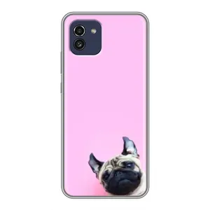Бампер для Samsung Galaxy A03 (A035) с картинкой "Песики" (Собака на розовом)