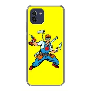 Силиконовый бампер (Работники) на Samsung Galaxy A03 (A035) (Строитель)