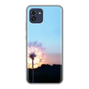 Силиконовый Чехол с одуванчиками на Samsung Galaxy A03 (A035) (Закат с одуванчиком)