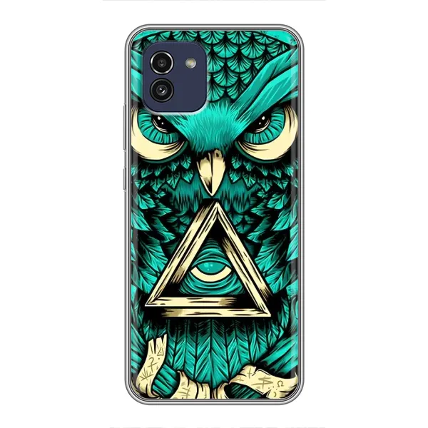 Чехол с рисунком «Зеленая сова» для Samsung Galaxy A03 (A035)