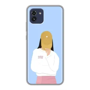 Силіконовый Чохол на Samsung Galaxy A03 (A035) з картинкой Модных девушек (Жовта кепка)