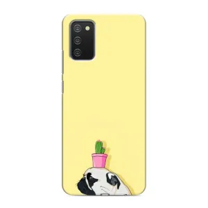 Бампер для Samsung Galaxy A03s с картинкой "Песики" (Кактус на голове)