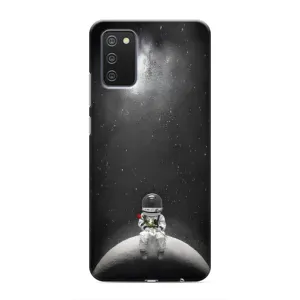 Силіконовый Чохол з принтом "Космонавти" на Samsung Galaxy A03s (Космонавт романтик)