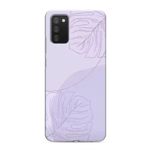 Чехол цветочный дизайн для Samsung Galaxy A03s (Монстера фиолетовая)