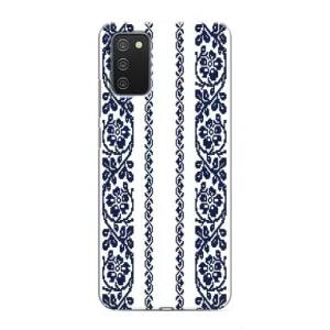 Силиконовый Чехол на Samsung Galaxy A03s с картинкой Вышиванки (Синяя вышиванка)