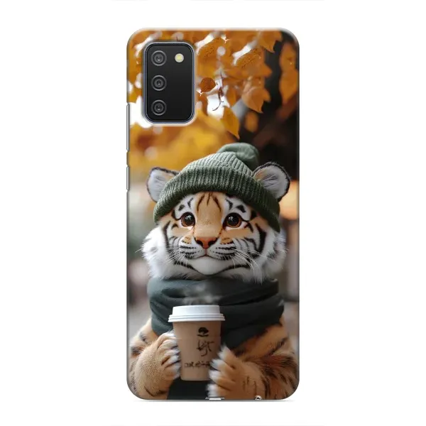 Чехол с рисунком «Тигр с кофе» для Samsung Galaxy A03s Чехол с рисунком «Тигр с кофе» для Samsung Galaxy A03s