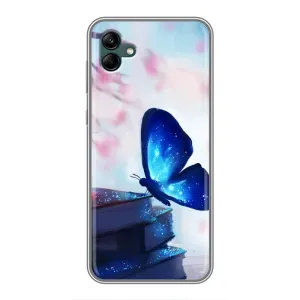Силиконовый бампер с картинкой животных для Samsung Galaxy A04 (Бабочка синяя)