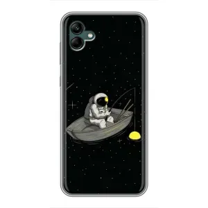Силиконовый Чехол с принтом "Космонавты" на Samsung Galaxy A04 (Космонавт на рыбалке)