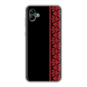 Силиконовый Чехол на Samsung Galaxy A04 (Красная Вышиванка)
