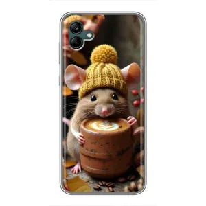 Печатный чехол «Зверята с кофе» для Samsung Galaxy A04 (Мышка с кофе)