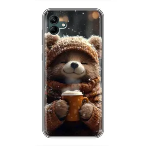 Печатный чехол «Зверята с кофе» для Samsung Galaxy A04 (Медвежонок с кофе)