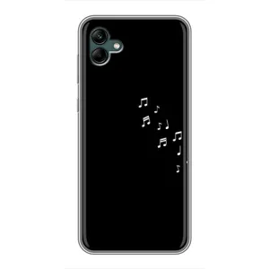 Чехол с картинками на черном фоне для Samsung Galaxy A04 (Ноты)