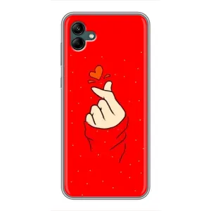 Чехлы (Знак сердечка) на Samsung Galaxy A04 (Сердце на красном)