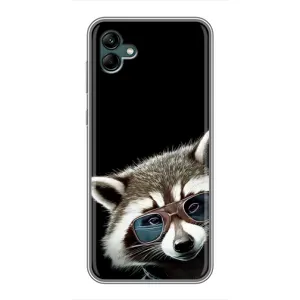 Силиконовый Чехол с Енотами на Samsung Galaxy A04 (Стильный Енот)