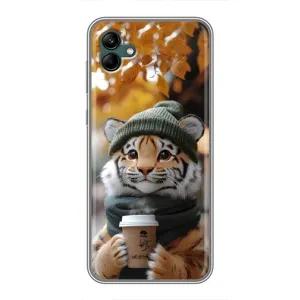 Печатный чехол «Зверята с кофе» для Samsung Galaxy A04 (Тигр с кофе)