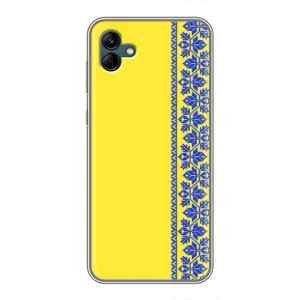 Силиконовый Чехол на Samsung Galaxy A04 (Вышиванка на желтом)
