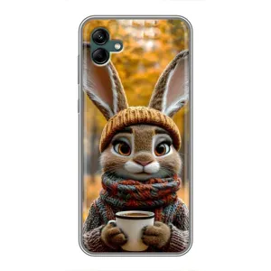 Печатный чехол «Зверята с кофе» для Samsung Galaxy A04 (Зайчик с кофе)