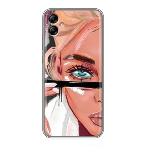 Силиконовый Чехол на Samsung Galaxy A04e (A042) с картинкой Стильных Девушек (Девушка и ресницы)