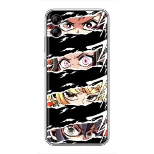 Силиконовые чехлы с глазами Anime для Самсунг А04е (Глаза на чорном)