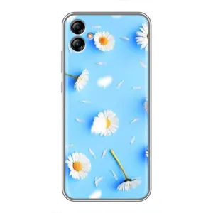 Чехол с Цветами для Samsung Galaxy A04e (A042) (ромашки на голубом)