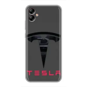 Силиконовый бампер с картинкой машины на Samsung Galaxy A04e (A042) (Logo TESLA)