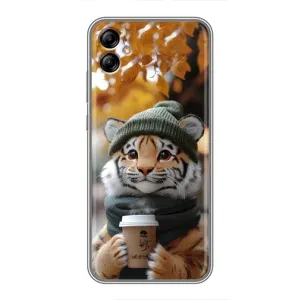 Печатный чехол «Зверята с кофе» для Samsung Galaxy A04e (A042) (Тигр с кофе)