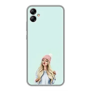 Силиконовый Чехол на Samsung Galaxy A04e (A042) с картинкой Стильных Девушек (В шапке)